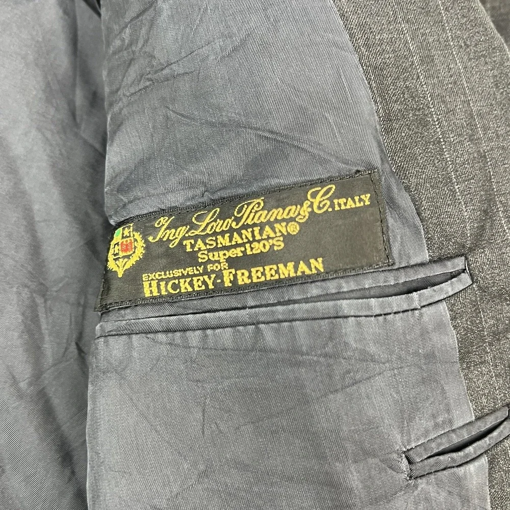 Hickey Freeman Gray Striped Tasmanian Super 120s 2‎ Btn 1 Vent Blazer Mens 41R